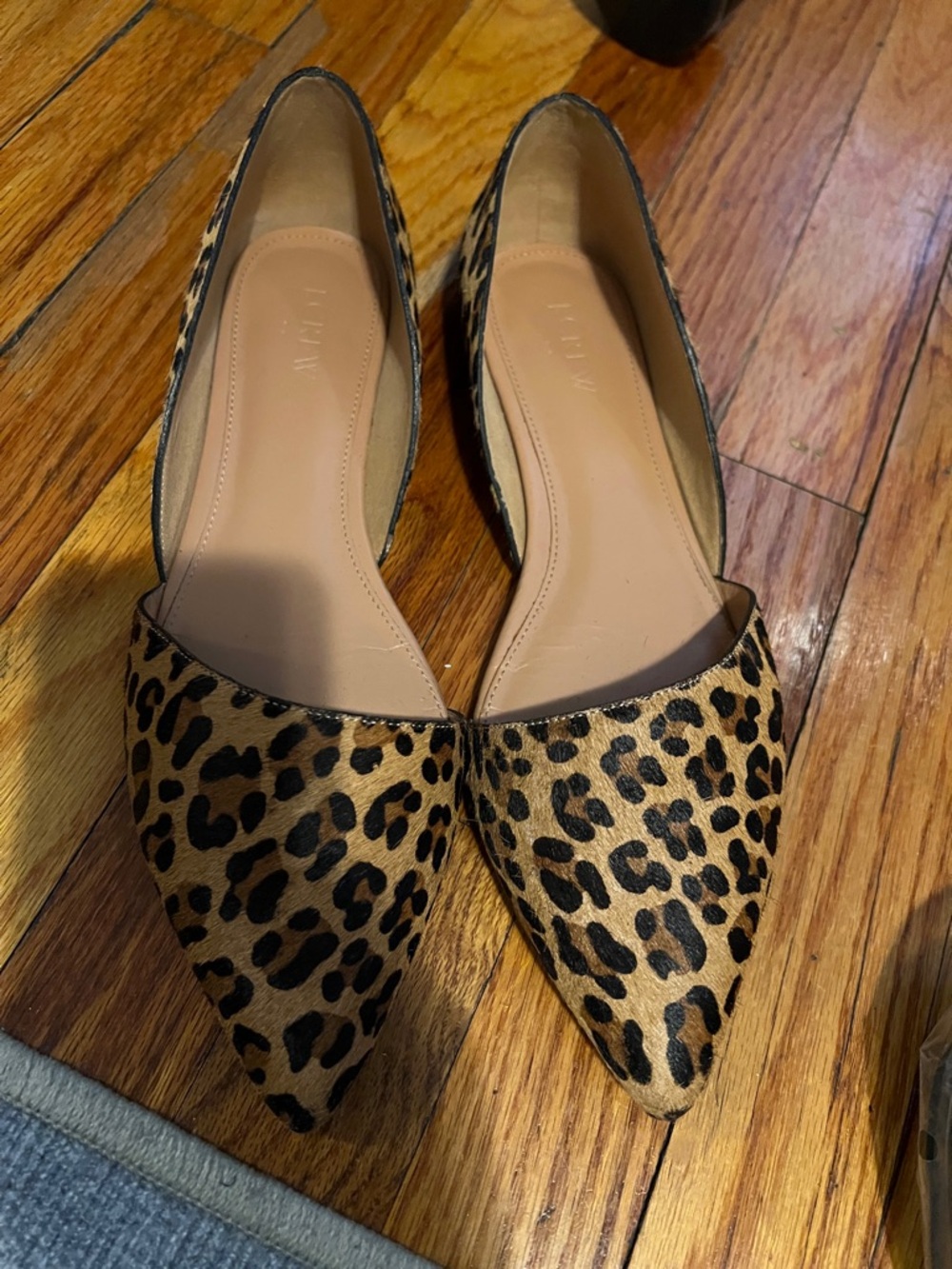 J. Crew Leopard D'Orsay Pointed Flats in Tan and Black